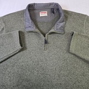 Wrangler Authentics Fleece Pullover 1/4 Zip Olive Heather Men's XXL